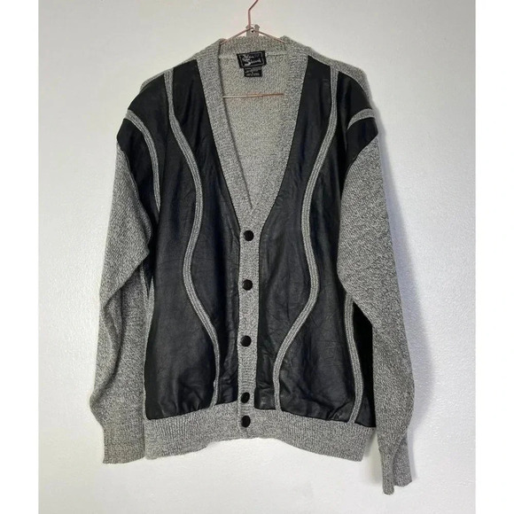 Alan Stuart Mens Long Sleeve V-Neck Button Cardigan Sweater Gray Size L - Picture 1 of 9